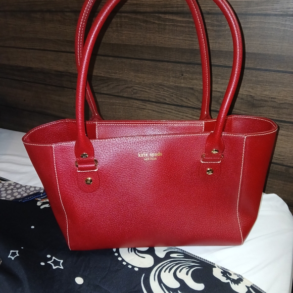 kate spade Handbags - Kate Spade Red Leather Tote Bag
